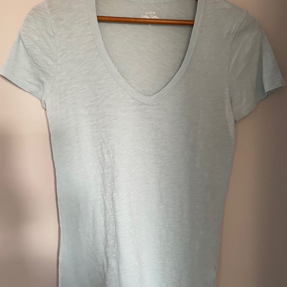 J. Crew Light Blue V-Neck Short Sleeve Tee